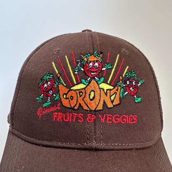 Corona Finest Fruits and Veggies Baseball Hat Strap Back OTTO 100% Cotton Brown - Picture 2 of 10